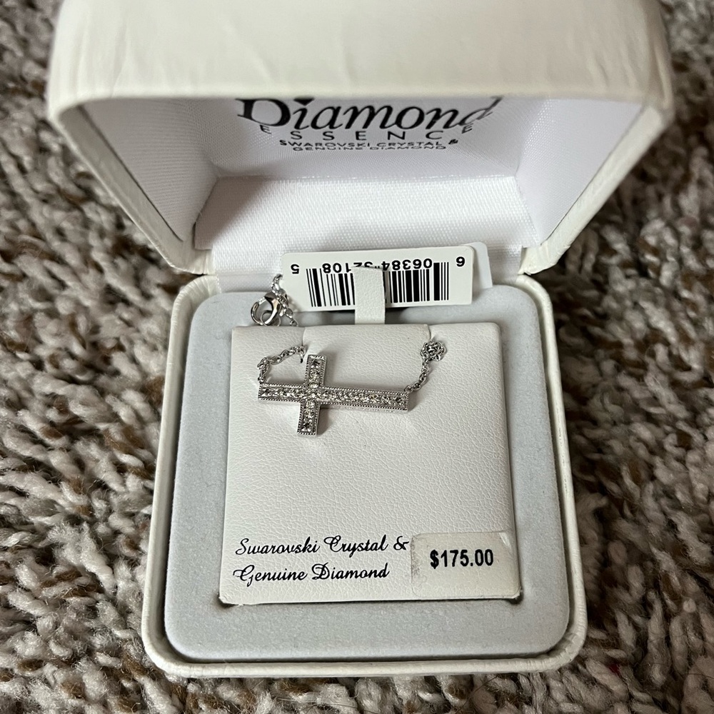 swarovski diamond cross necklace